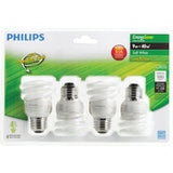 Philips 40-Watt Equivalent CFL MiniTwister Light Bulb, Soft/Bright White 3500K, Medium Base (4-Pack)