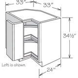 Shenandoah PRO Express Breckenridge 36-in W x 34.5-in H x 24-in D Linen Partial Overlay Lazy Susan Corner Base Fully Assembled Plywood Cabinet (Recessed Panel Shaker Style)