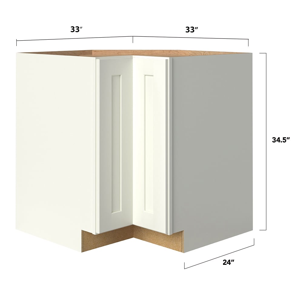 allen + roth Aveley 33-in W x 34.5-in H x 24-in D Linen Diagonal Corner Base Fully Assembled Cabinet (Flat Panel Shaker Style)