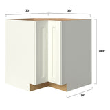 allen + roth Aveley 33-in W x 34.5-in H x 24-in D Linen Diagonal Corner Base Fully Assembled Cabinet (Flat Panel Shaker Style)