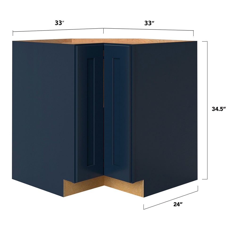 allen + roth Port 33-in W x 34.5-in H x 24-in D Navy Lazy Susan Corner Base Fully Assembled Cabinet (Flat Panel Shaker Style)