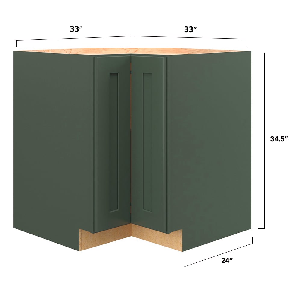 allen + roth Galway 33-in W x 34.5-in H x 24-in D Sage Diagonal Corner Base Fully Assembled Cabinet (Flat Panel Shaker Style)