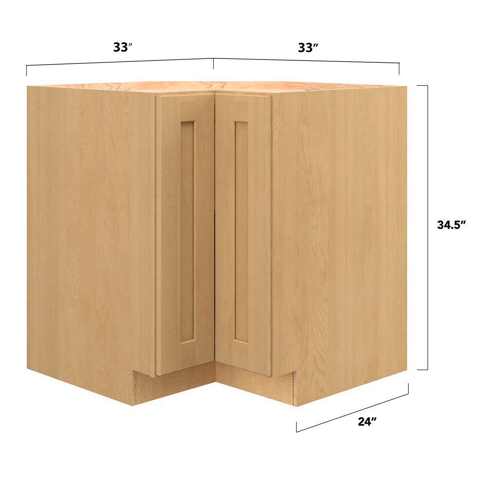 allen + roth Innsbrook 33-in W x 34.5-in H x 24-in D Rye Diagonal Corner Base Fully Assembled Cabinet (Flat Panel Shaker Style)