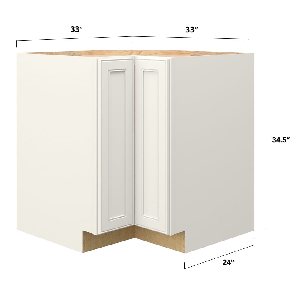 allen + roth McKeller 33-in W x 34.5-in H x 24-in D Linen Diagonal Corner Base Fully Assembled Cabinet (Flat Panel Mitered Style)