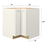 allen + roth McKeller 33-in W x 34.5-in H x 24-in D Linen Diagonal Corner Base Fully Assembled Cabinet (Flat Panel Mitered Style)