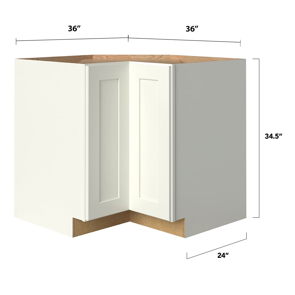 allen + roth Aveley 36-in W x 34.5-in H x 24-in D Linen Diagonal Corner Base Fully Assembled Cabinet (Flat Panel Shaker Style)