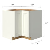 allen + roth Aveley 36-in W x 34.5-in H x 24-in D Linen Diagonal Corner Base Fully Assembled Cabinet (Flat Panel Shaker Style)