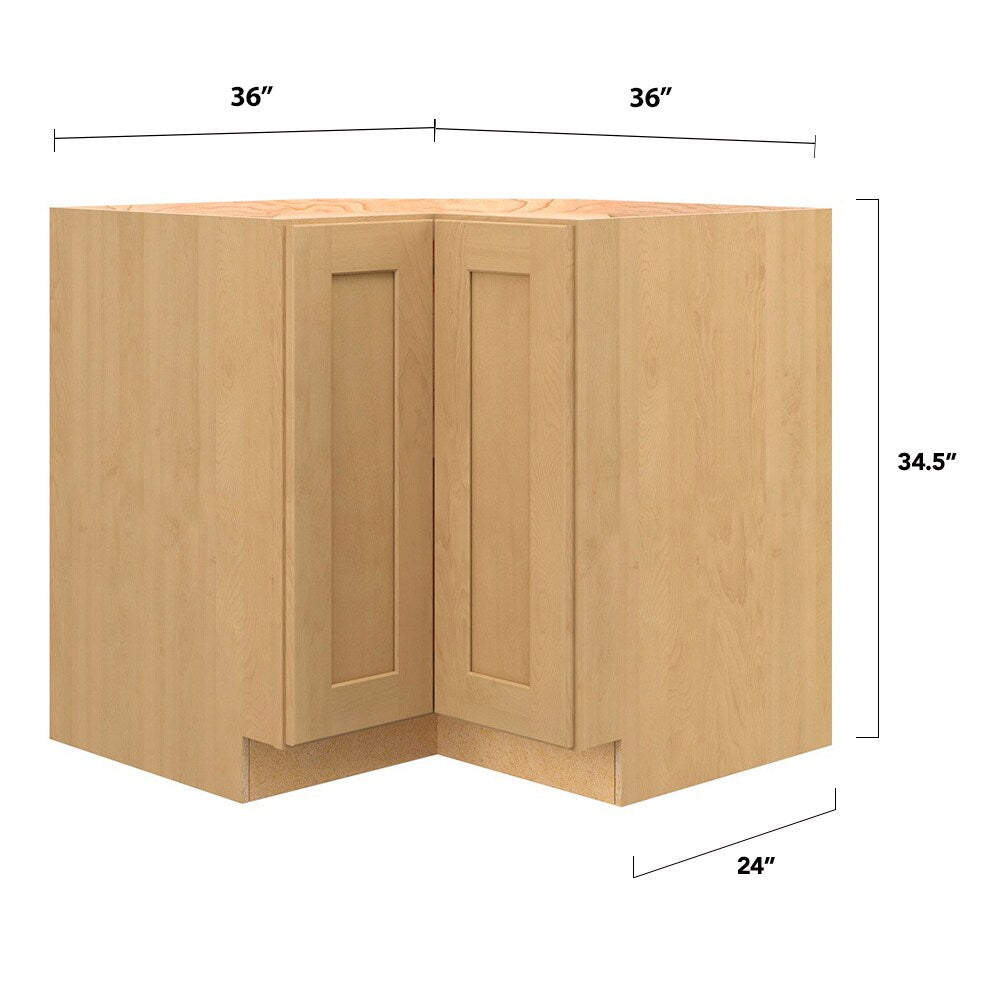 allen + roth Innsbrook 36-in W x 34.5-in H x 24-in D Rye Diagonal Corner Base Fully Assembled Cabinet (Flat Panel Shaker Style)