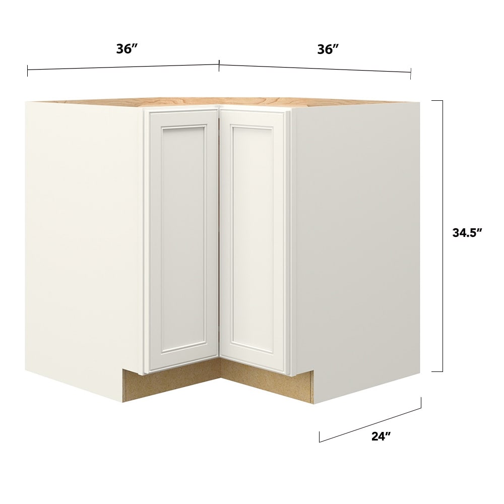 allen + roth McKeller 36-in W x 34.5-in H x 24-in D Linen Diagonal Corner Base Fully Assembled Cabinet (Flat Panel Mitered Style)