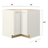 allen + roth McKeller 36-in W x 34.5-in H x 24-in D Linen Diagonal Corner Base Fully Assembled Cabinet (Flat Panel Mitered Style)