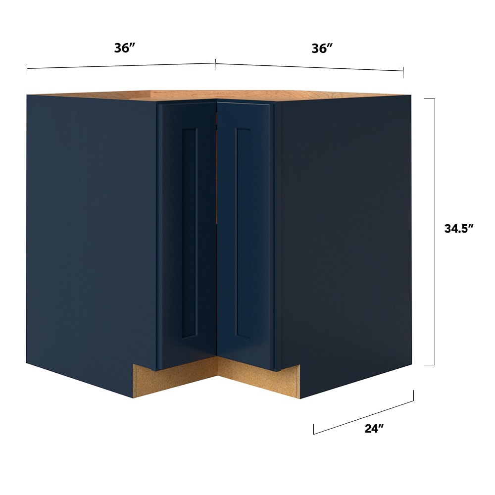 allen + roth Port 36-in W x 34.5-in H x 24-in D Navy Lazy Susan Corner Base Fully Assembled Cabinet (Flat Panel Shaker Style)