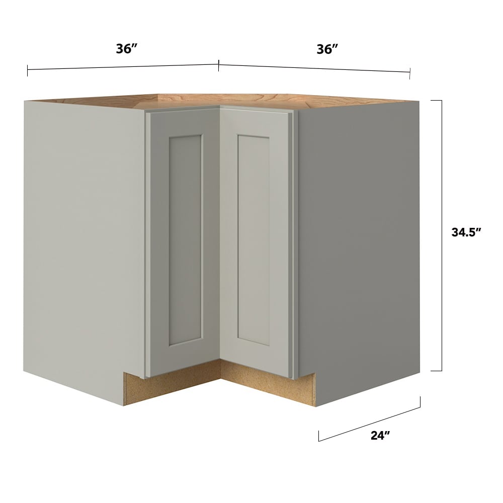 allen + roth Stonewall 36-in W x 34.5-in H x 24-in D Stone Diagonal Corner Base Fully Assembled Cabinet (Flat Panel Shaker Style)