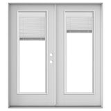 JELD-WEN 72-in x 80-in 4-9/16-in Jamb Low-E Blinds-Between-the-Glass Primed Fiberglass French Left-Hand Inswing Double Patio Door