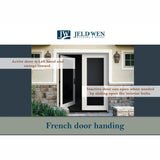 JELD-WEN 60-in x 80-in 4-9/16-in Low-E Clear Glass Cranberry Fiberglass French Left-Hand Inswing Double Patio Door with Brickmould