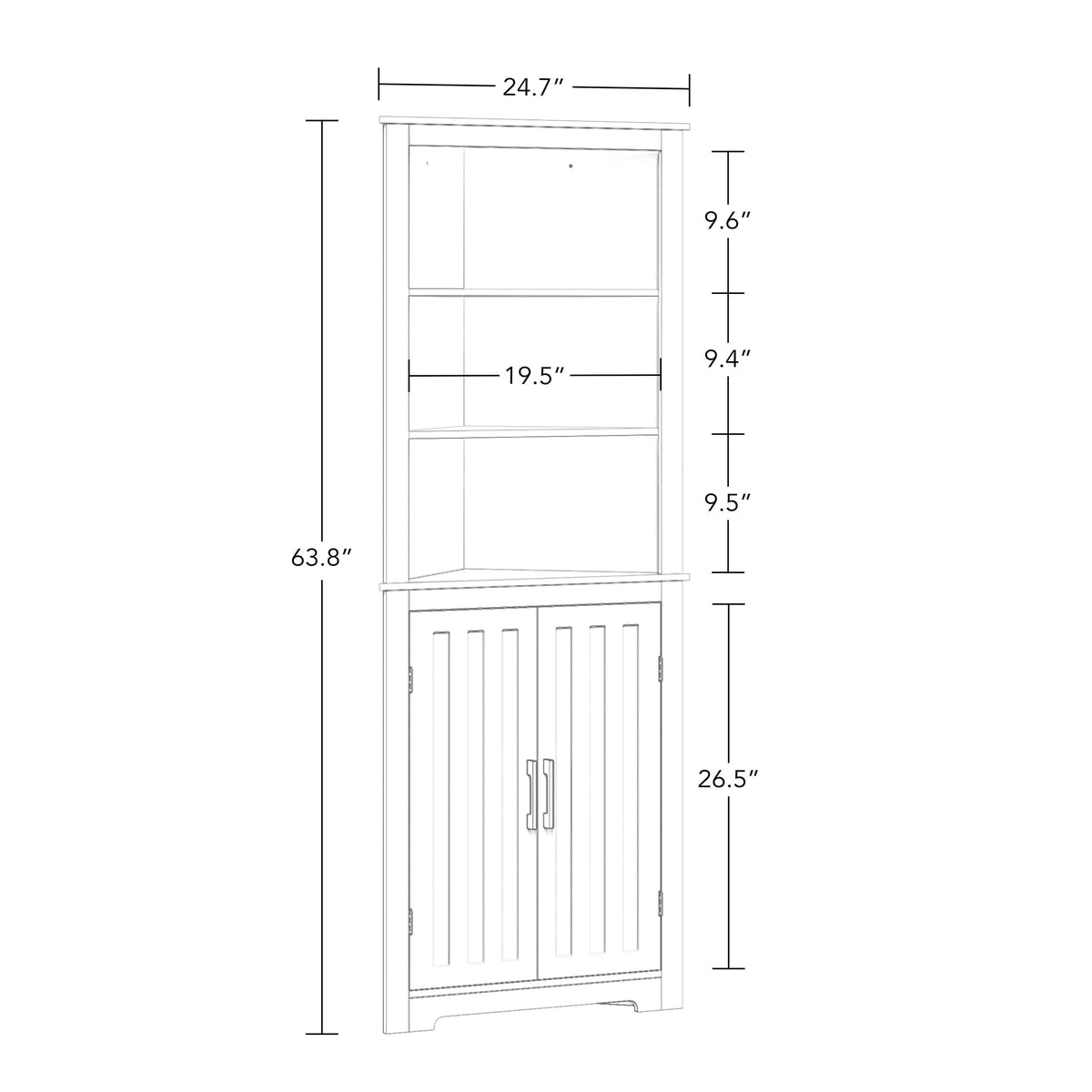 RiverRidge Monroe 24.69-in x 63.81-in x 12.5-in White Freestanding Corner Linen Cabinet