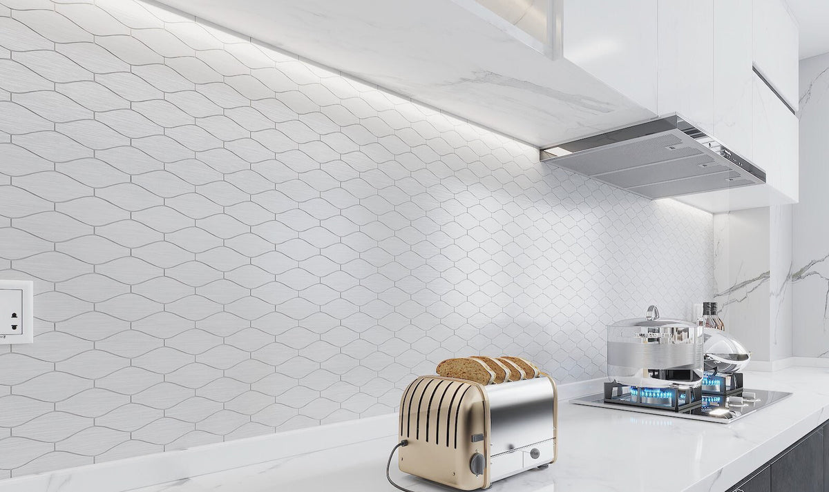 Giorbello (Sample) Travel Series Silver 6-in x 6-in Satin Metal Brick Mosaic Wall Tile