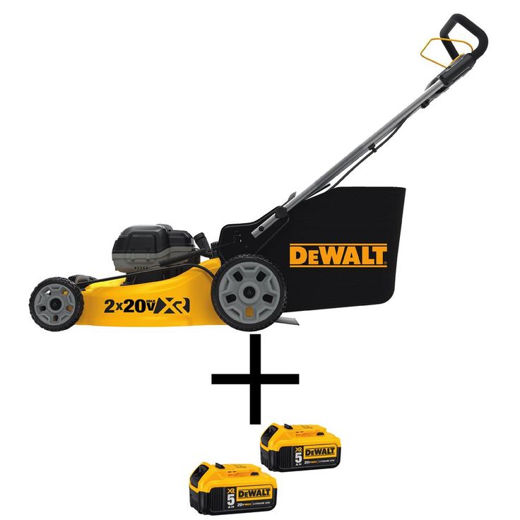 DEWALT 20 in. 20V MAX Lithium Ion Cordless Battery Walk Behind Push Lawn Mower with (4) 5.0Ah Batteries and Charger Included