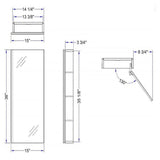 WELLFOR DH 15-in x 36-in Surface/Recessed Mount Satin Aluminum Mirrored Soft Close Medicine Cabinet