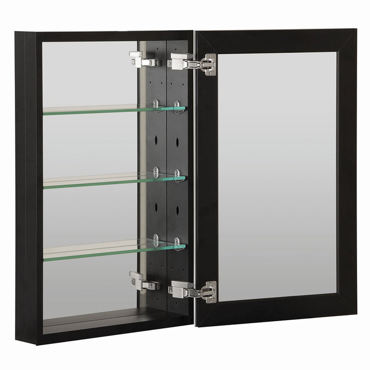 WELLFOR DH 19-in x 30-in Surface/Recessed Mount Black Mirrored Soft Close Medicine Cabinet