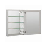 WELLFOR DH 23-in x 30-in Surface/Recessed Mount Satin Aluminum Mirrored Soft Close Medicine Cabinet
