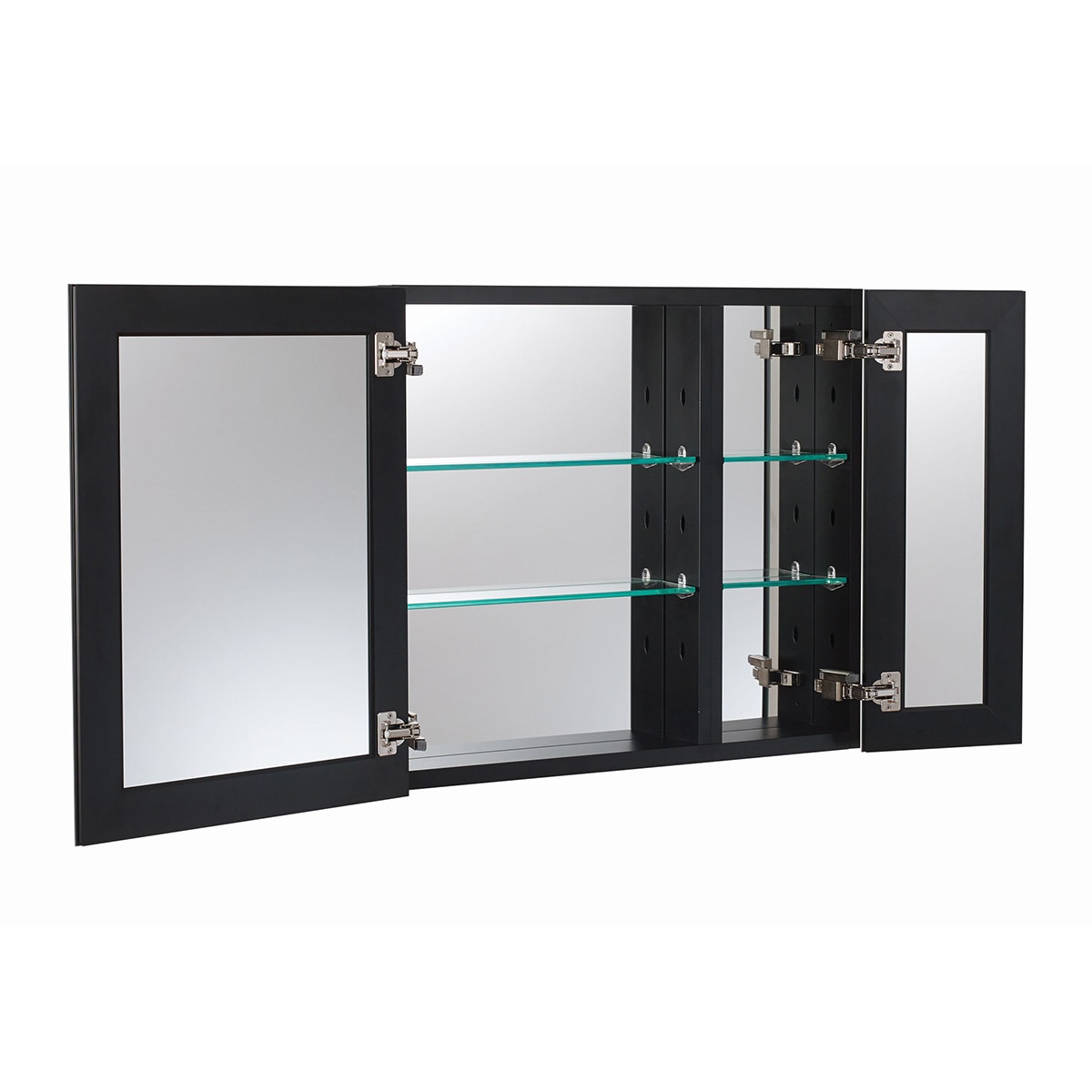 WELLFOR KAIF 30-in x 26-in Surface/Recessed Mount Black Mirrored Soft Close Medicine Cabinet