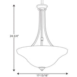 Progress Lighting Spirit 3-Light Pebbles Rustic Etched Glass Bowl Medium Hanging Pendant Light
