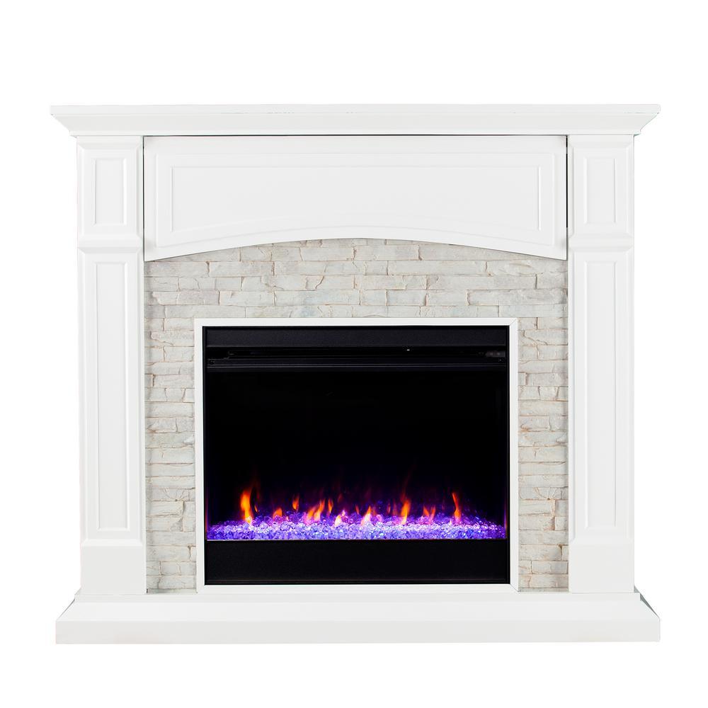 Ernesto Color Changing 46 in. Electric Fireplace in White - Super Arbor