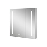 WELLFOR VICK 30-in x 30-in Lighted LED Fog Free Surface/Recessed Mount Silver Mirrored Soft Close Medicine Cabinet with Outlet