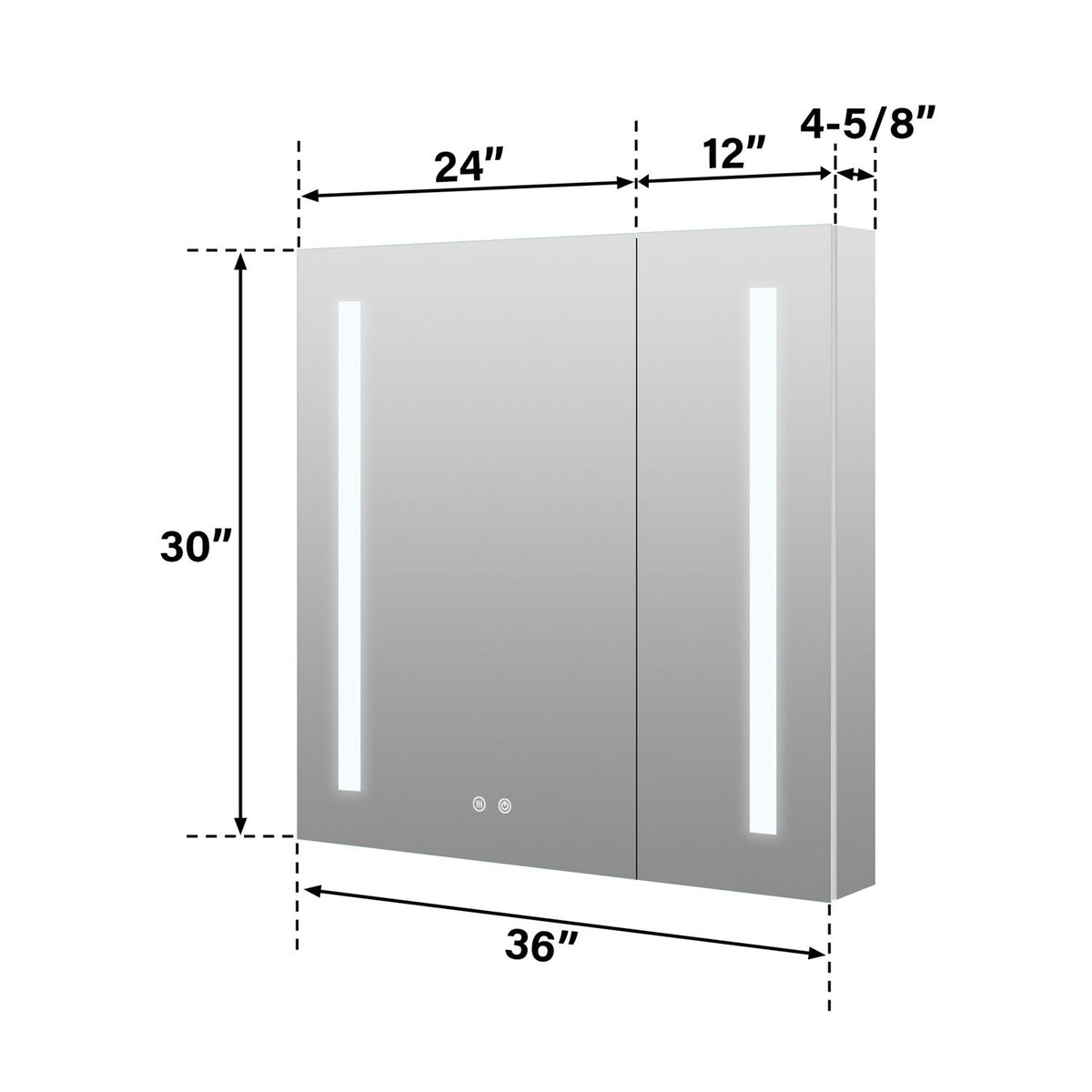 WELLFOR VICK 36-in x 30-in Lighted LED Fog Free Surface/Recessed Mount Silver Mirrored Soft Close Medicine Cabinet with Outlet