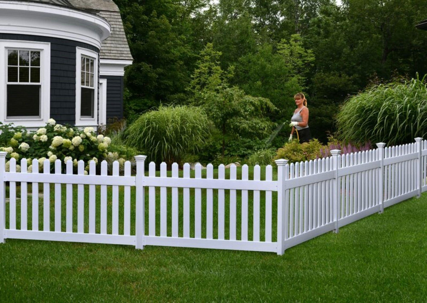 Zippity Outdoor Products Newport 3-ft H x 6-ft W White Privacy Vinyl Picket Fence Panel (Unassembled)
