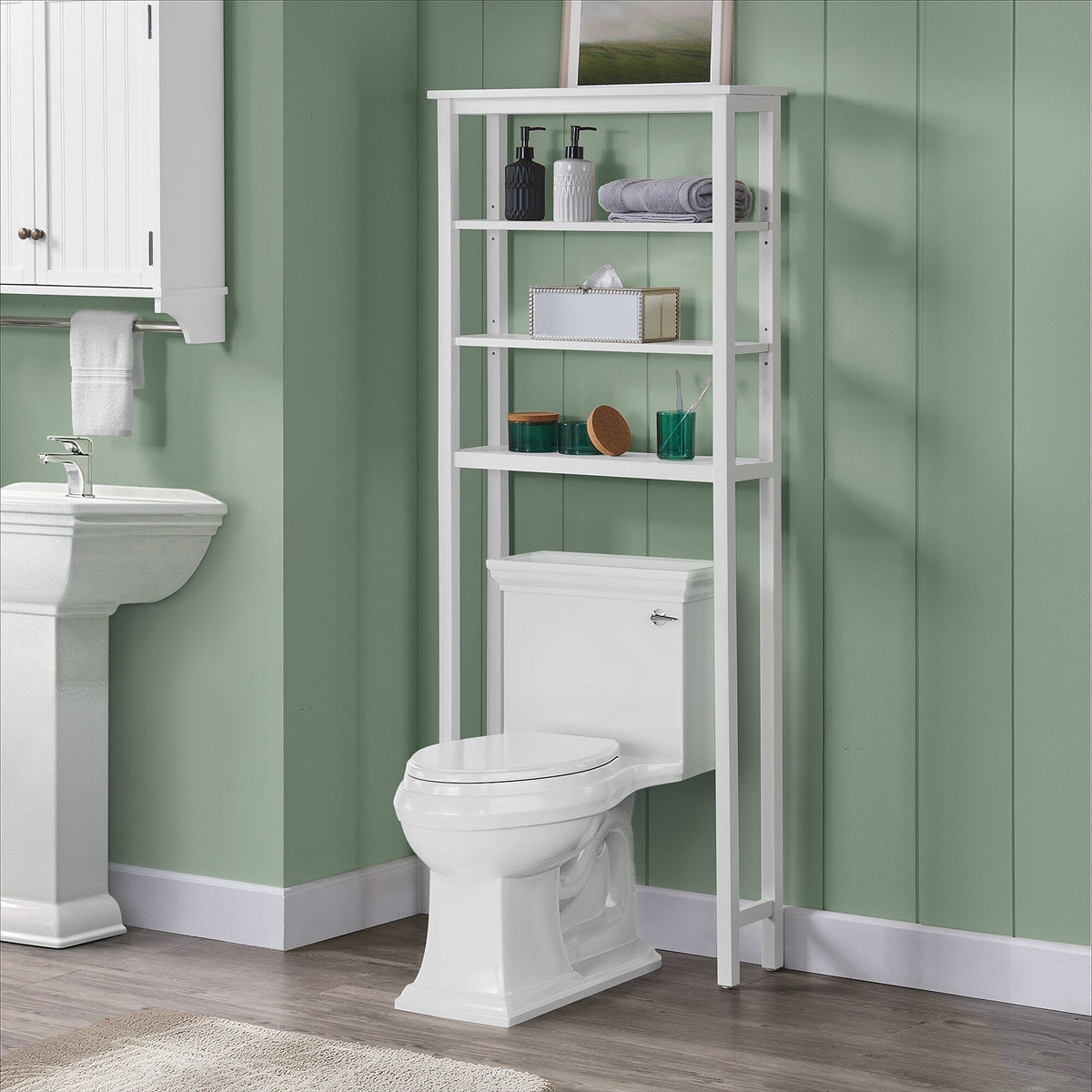 Alaterre Furniture 27-in x 65-in x 8-in White Wood Wall-mount Linen Cabinet