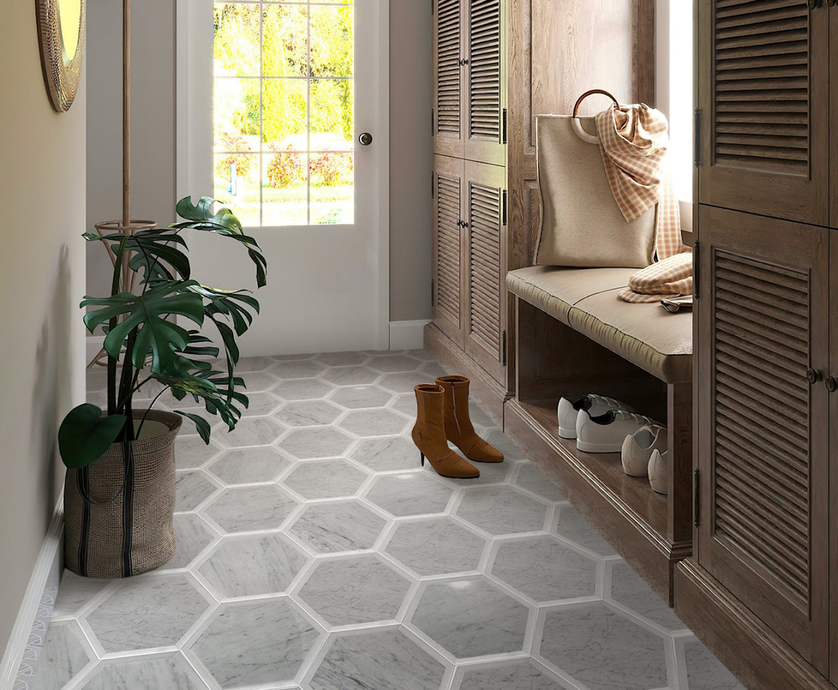 Apollo Tile (Sample) Athens White and Gray 12-in x 12-in Polished Marble Look Floor and Wall Tile
