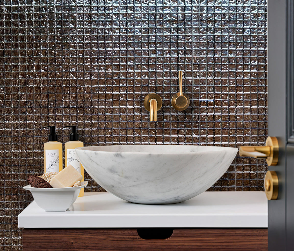 Apollo Tile (Sample) Elaina Silver 12-in x 12-in Polished Glass Uniform Squares Patterned Floor and Wall Tile