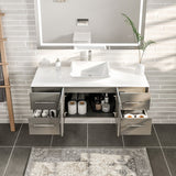 Eviva Totti Wave 48 in. W x 21 in. D x 22 in. H Bathroom Vanity in Gray with White Glassos Top and White Sink