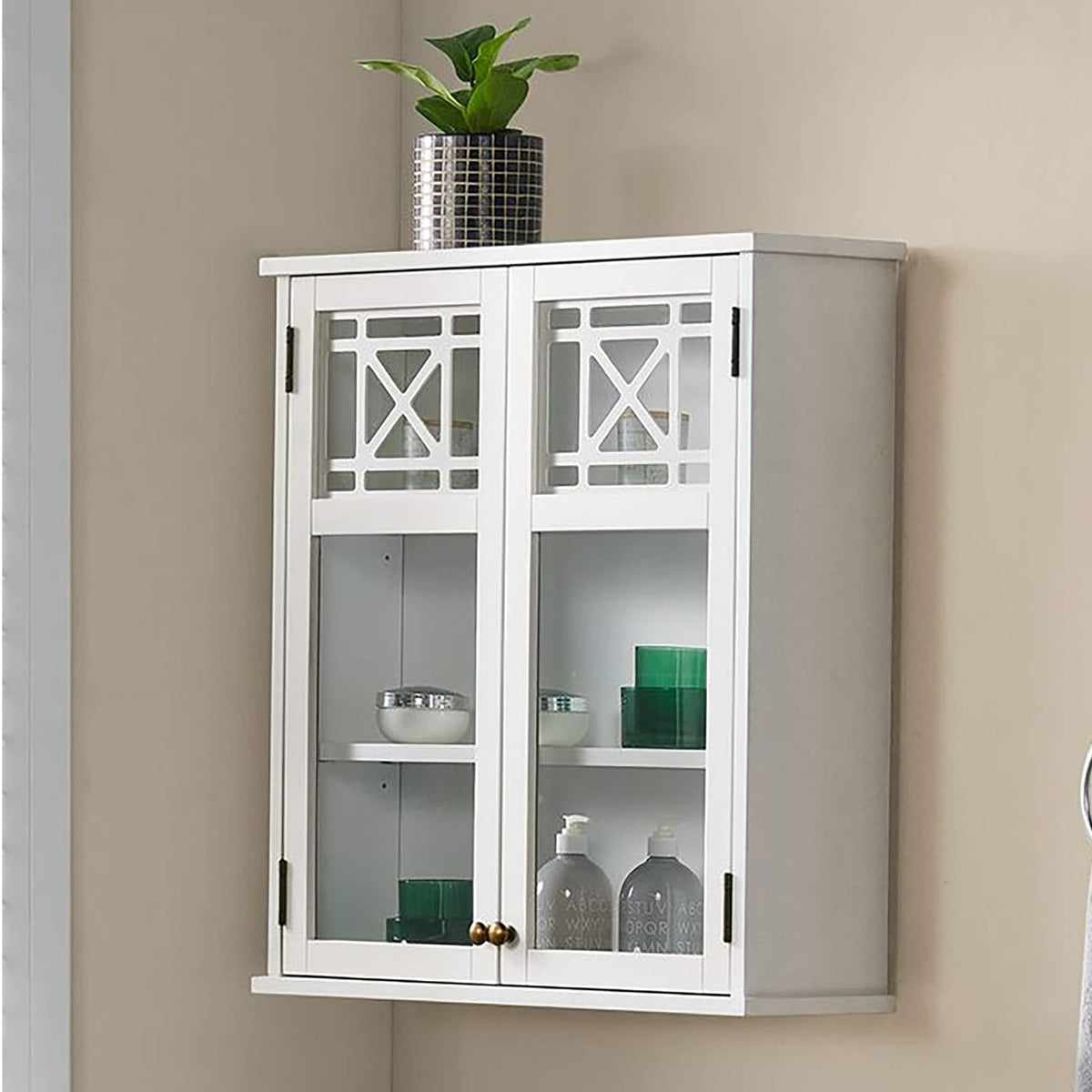 Alaterre Furniture 27-in x 29-in x 8-in White Bathroom Wall Cabinet
