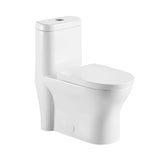 12 in. Rough-In 1-piece 1.1/ 1.6 GPF Dual Flush Elongated Siphonic Jet Toilet in White, Seat Included - Super Arbor