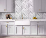 Apollo Tile (Sample) Glacier White and Gray 4-in x 4-in Polished Glass Chevron Mosaic Floor and Wall Tile