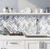 Apollo Tile Glacier Blue and White 11-in x 11-in Polished Glass Chevron Floor and Wall Tile (3.76-sq. ft/ Carton)