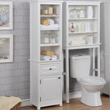 Alaterre Furniture Dorset 17-in x 65-in x 13-in White Wood Freestanding Linen Cabinet