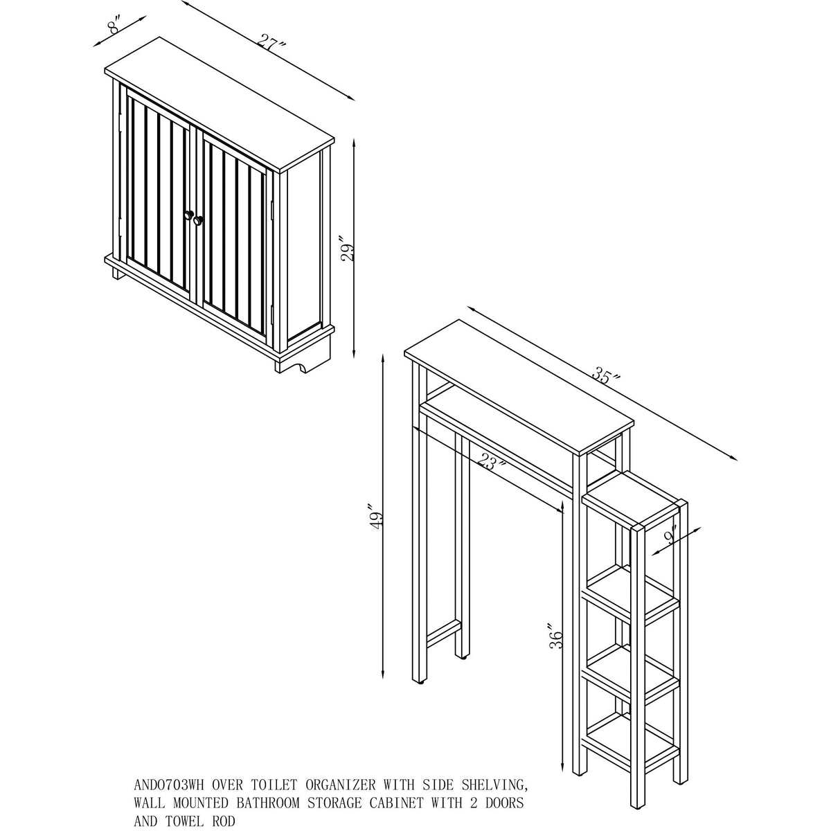 Alaterre Furniture 35-in x 49-in x 9-in White Wood Wall-mount Linen Cabinet
