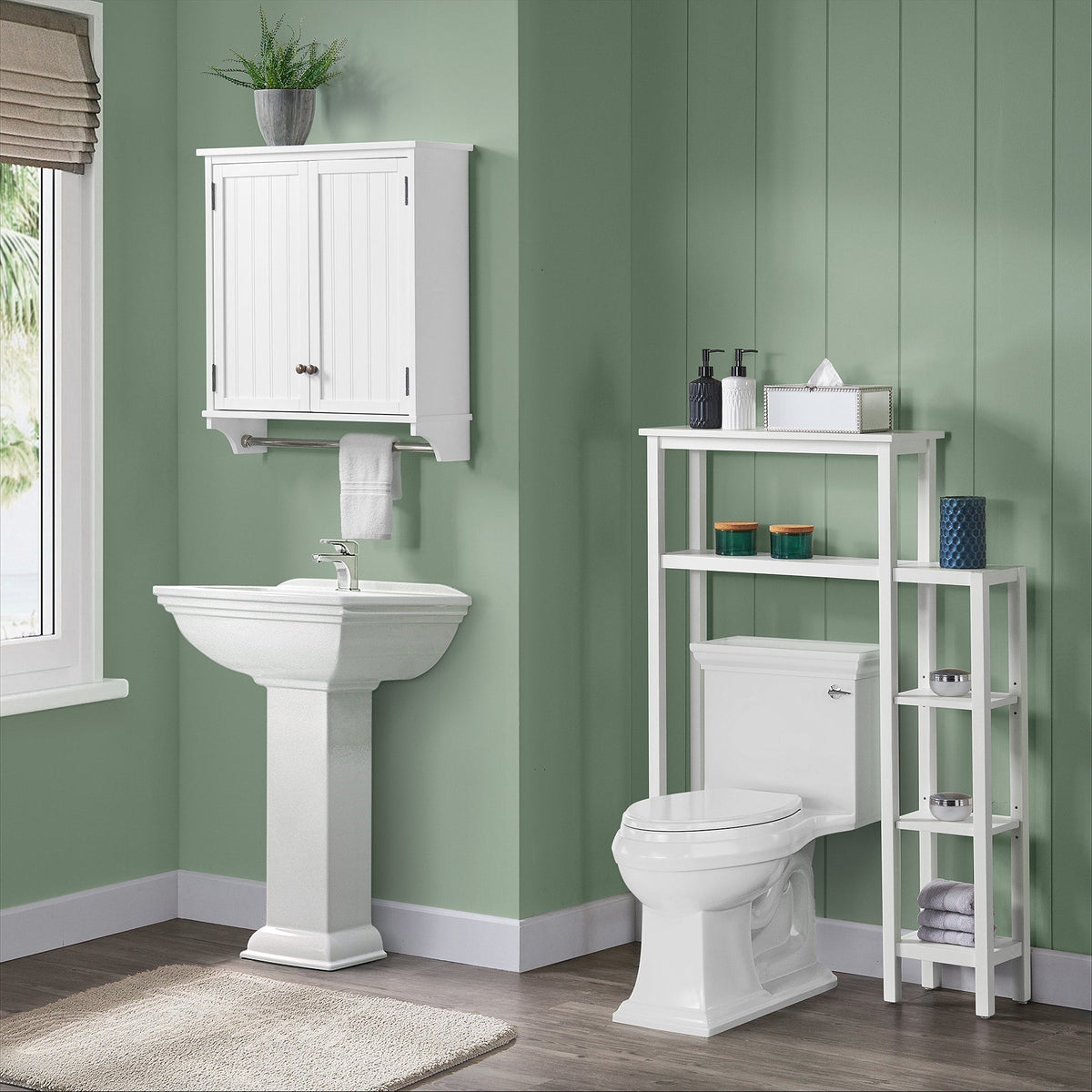 Alaterre Furniture 35-in x 49-in x 9-in White Wood Wall-mount Linen Cabinet