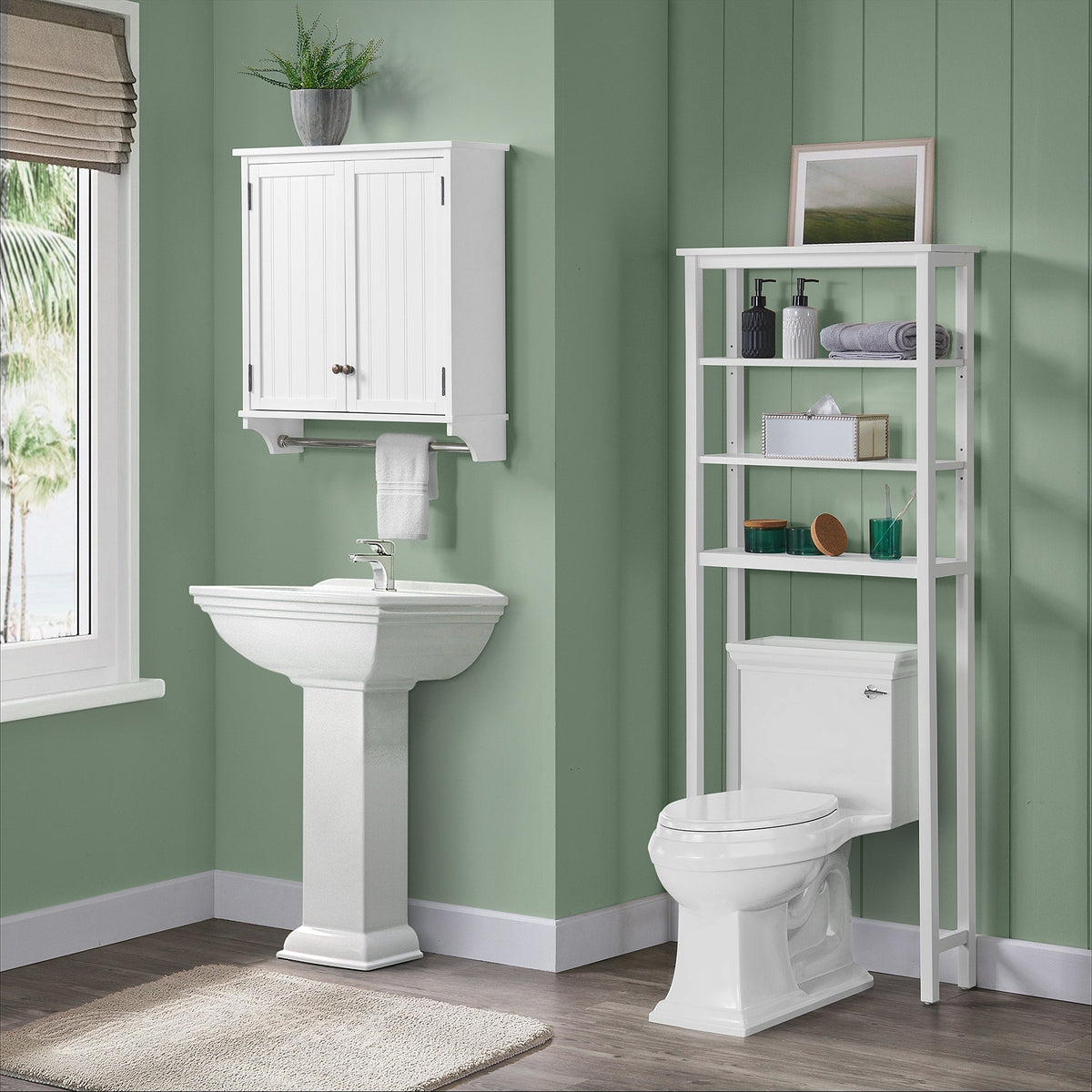 Alaterre Furniture 27-in x 65-in x 8-in White Wood Wall-mount Linen Cabinet