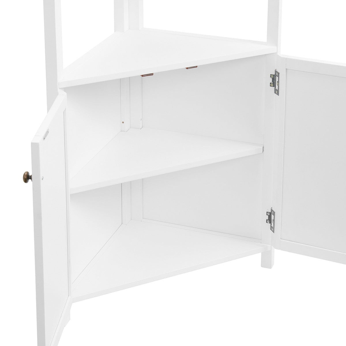 Alaterre Furniture 25-in x 68-in x 18-in White Wood Freestanding Corner Linen Cabinet