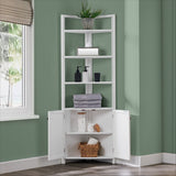 Alaterre Furniture 25-in x 68-in x 18-in White Wood Freestanding Corner Linen Cabinet