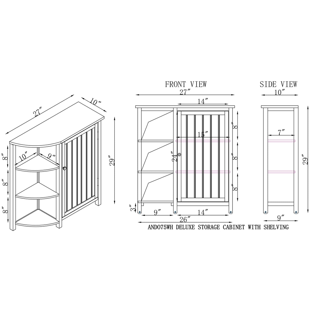 Alaterre Furniture 27-in x 28-in x 10-in White Wood Freestanding Linen Cabinet