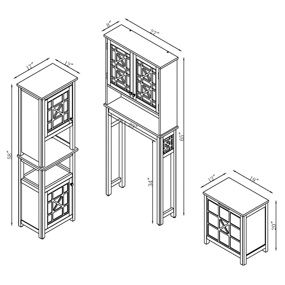 Alaterre Furniture 27-in x 37-in x 8-in White Wood Wall-mount Linen Cabinet