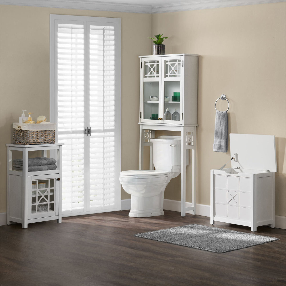 Alaterre Furniture 27-in x 37-in x 8-in White Wood Wall-mount Linen Cabinet
