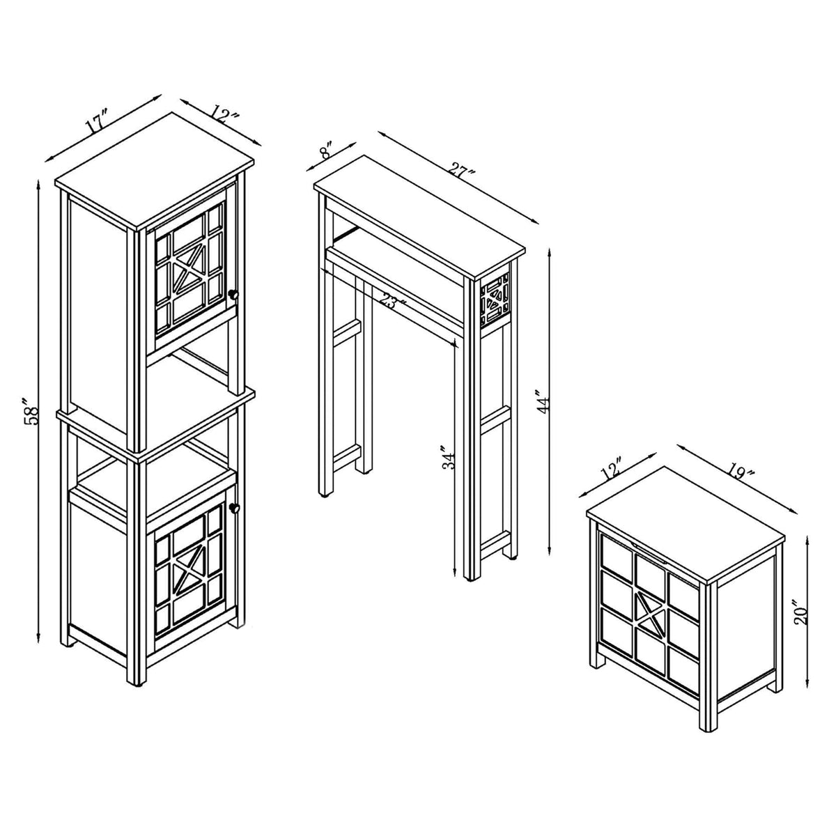 Alaterre Furniture 27-in x 44-in x 8-in White Wood Freestanding Linen Cabinet