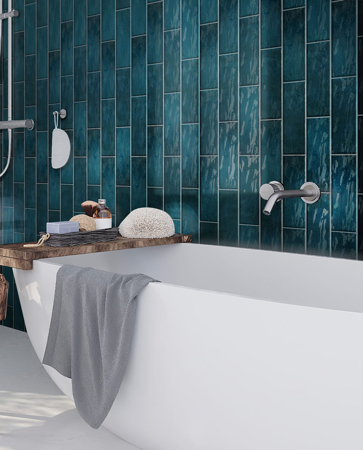 Apollo Tile (Sample) Duchess Green 2-1/2-in x 8-in Glossy Ceramic Subway Wall Tile