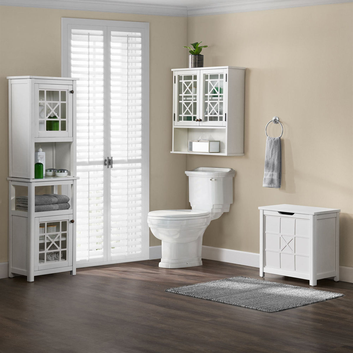 Alaterre Furniture 17-in x 29-in x 12-in White Wood Freestanding Linen Cabinet